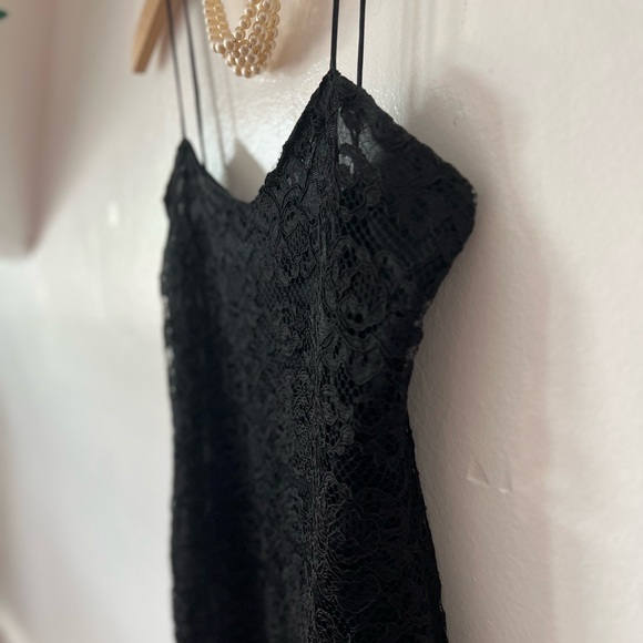EUC VTG black LBD lace slip M nightie Brettins made in USA lingerie satin LBD - Picture 4 of 11